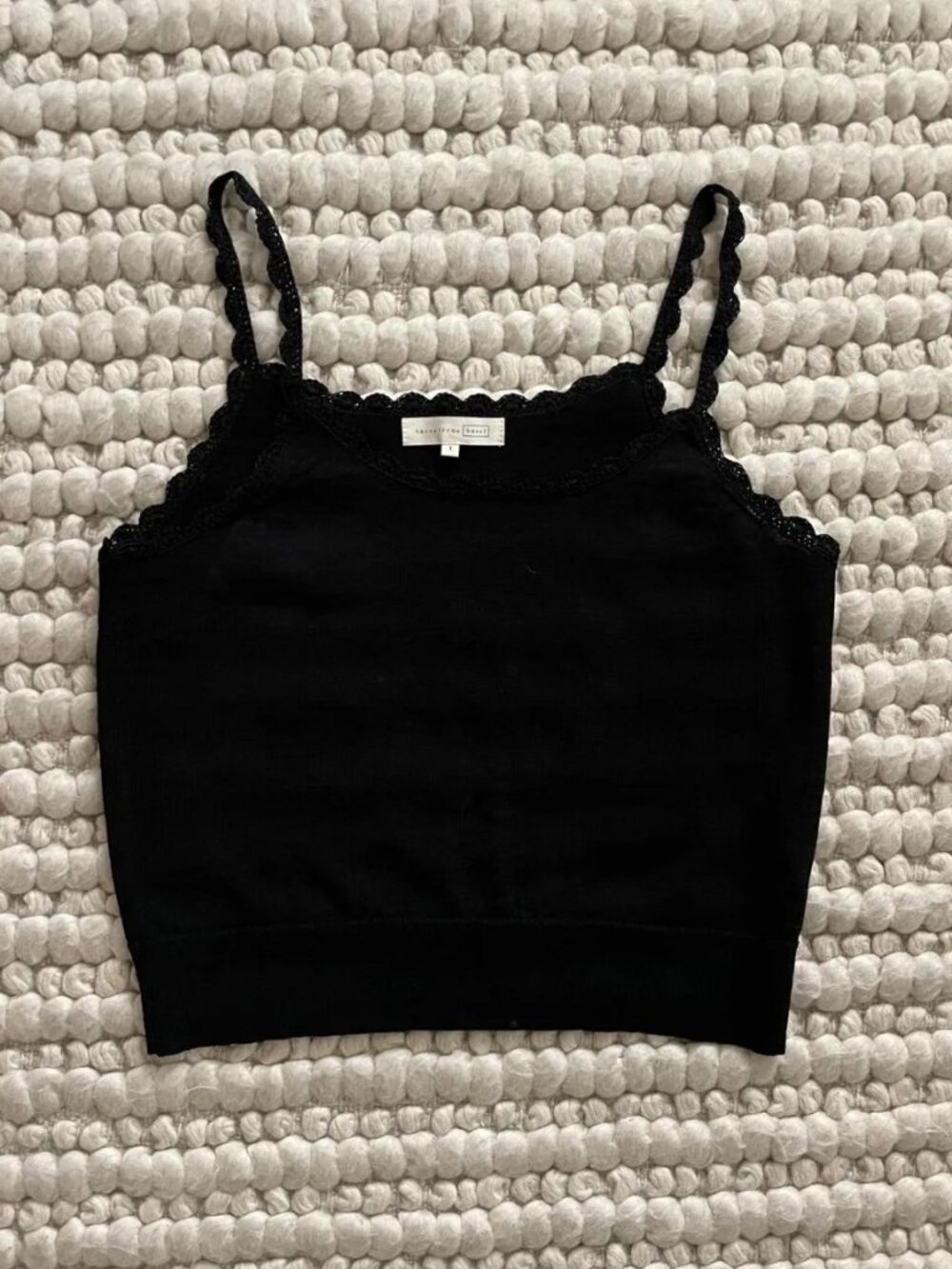HANSEL FROM BASEL Knit Scallope Linen Blend Tank Top Size S